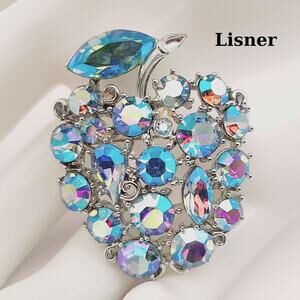 Vintage Lisner Blue Aurora Borealis Fruit Brooch